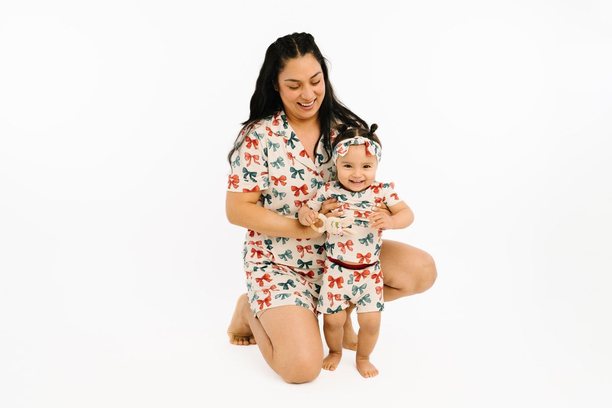 Patriotic Bows Women's Short Bamboo Set