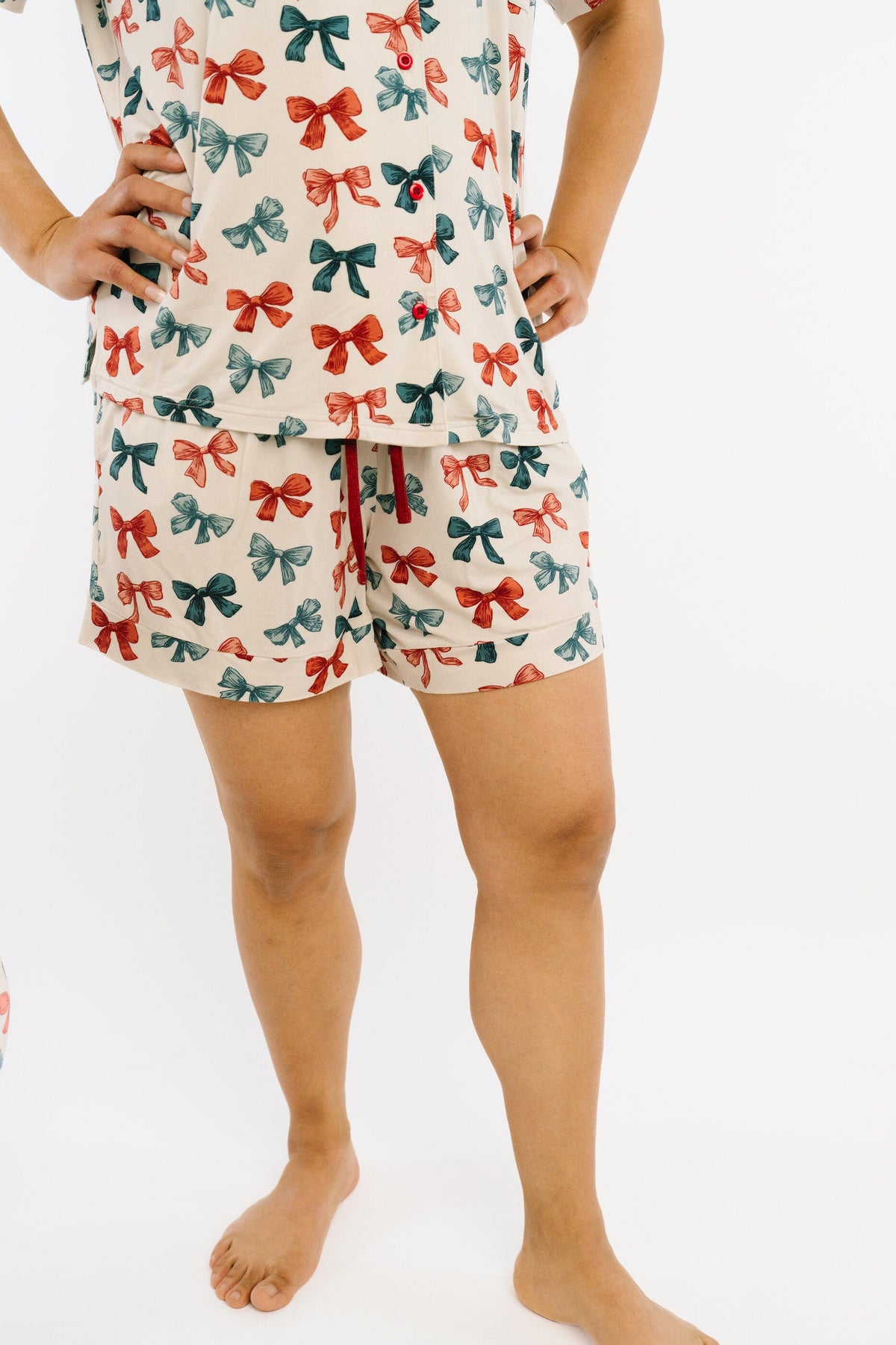 Patriotic Bows Women's Short Bamboo Set