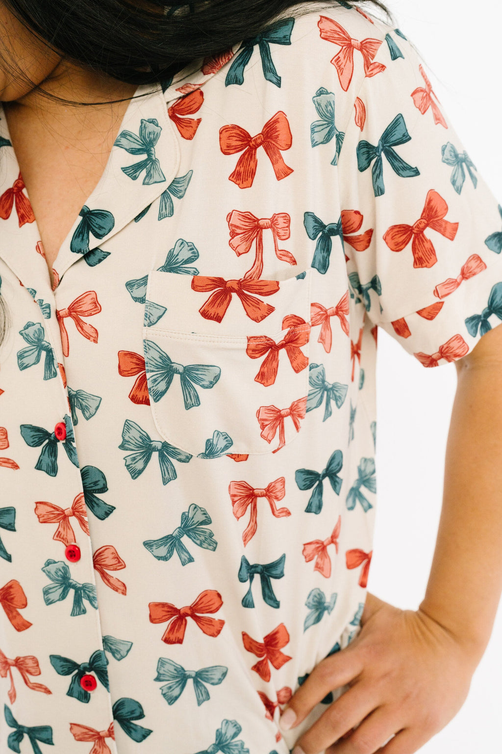 Patriotic Bows Women's Short Bamboo Set