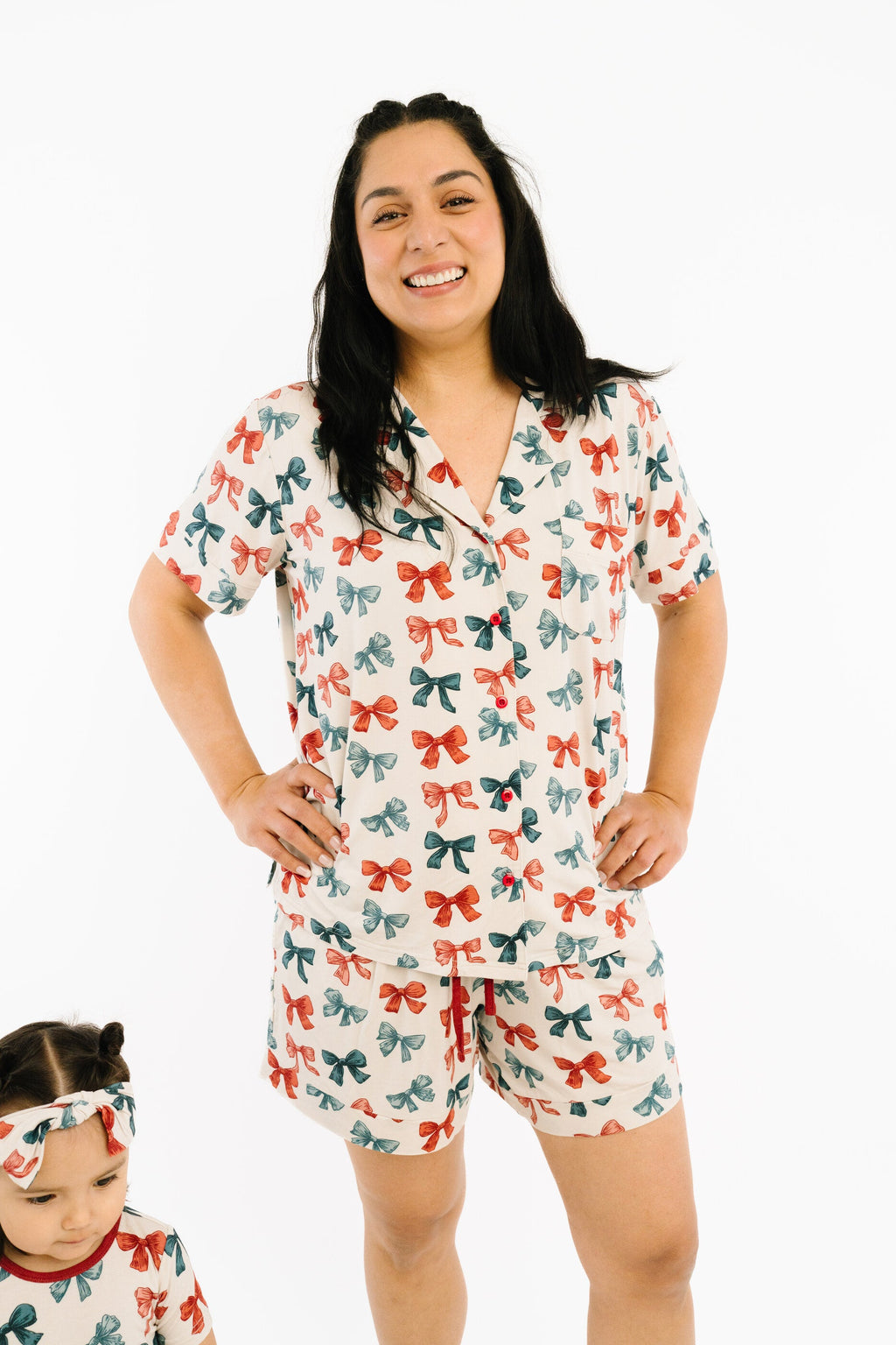 Patriotic Bows Women's Short Bamboo Set