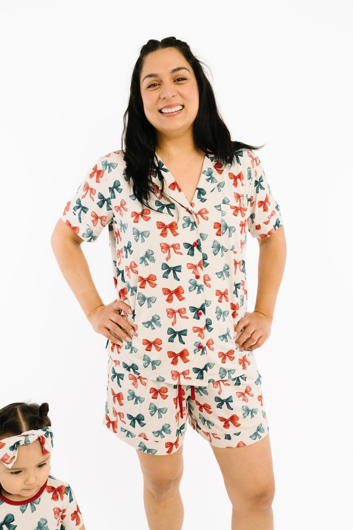 Patriotic Bows Women's Short Bamboo Set