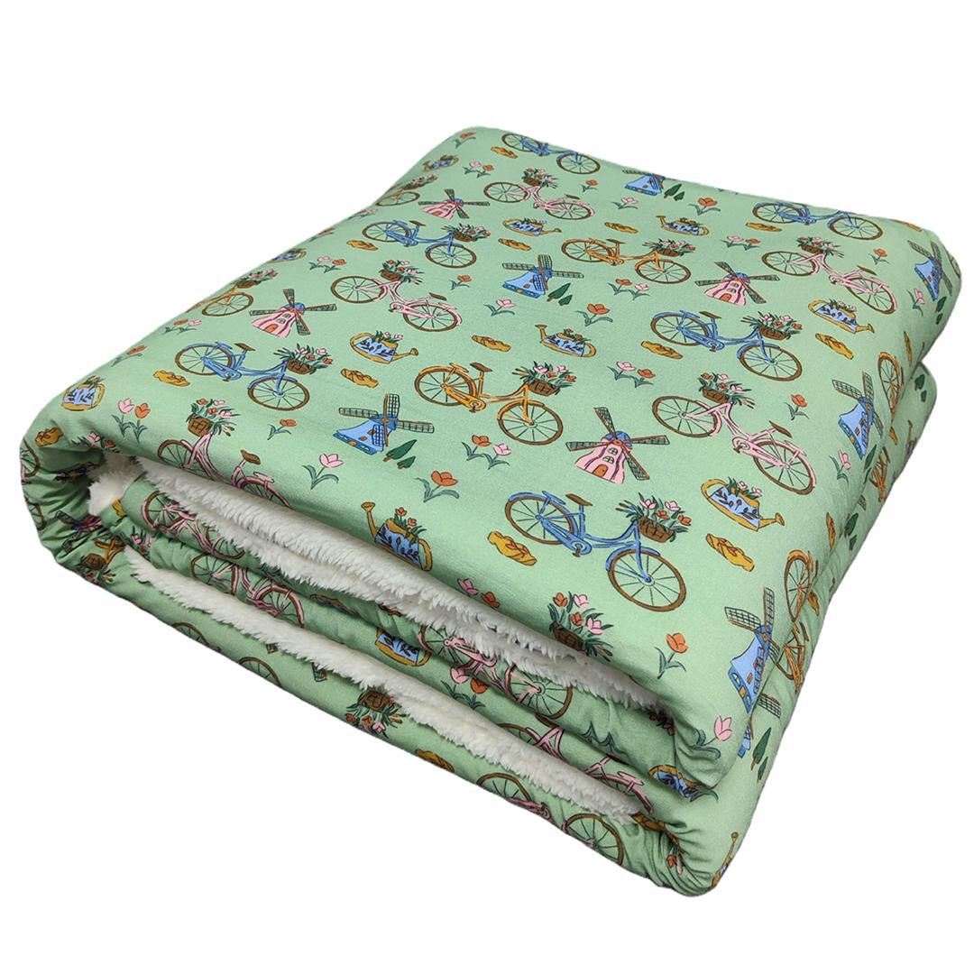 Bikes & Blooms Fuzzy Bamboo Blanket